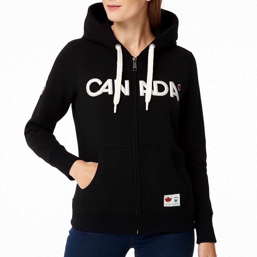 HBC CANADA OLYMPIC Hoodie Women’s Zip Jacket 2010 Rare Vintage Black White Red M